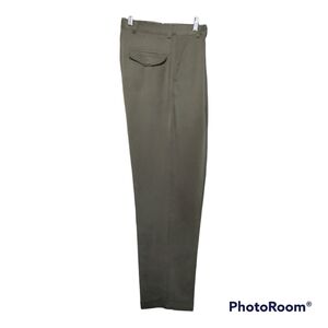 Tommy Bahama 100% Silk pleated & cuffed dress pants/slacks Men 33/32 olive green